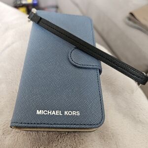 Michael Kors Blue Saffiano Wristlet Phone Case, iPhone 7 Plus and iPhone 8 Plus